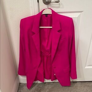 Express Pink Blazer Adjustable Cinched Back Structured Fabric